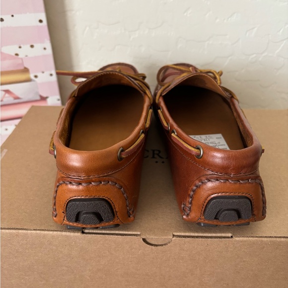 J. Crew Men's Lace Up Driving Moccasin Brown Leather Loafers - Picture 5 of 9